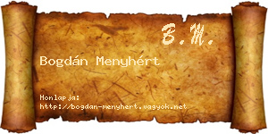 Bogdán Menyhért névjegykártya